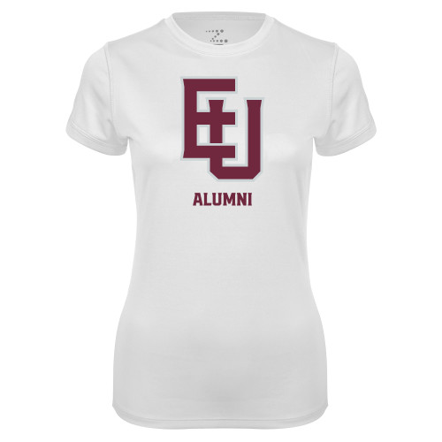  Womens White Performance Tee - EU Alumni