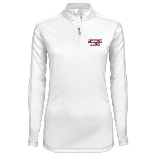  Syntrel Womens White Interlock 1/4 Zip - Evangel Valor