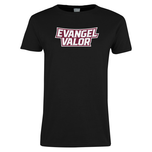  Womens Black Short Sleeve Tee - Evangel Valor Arch