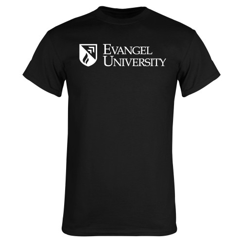  Black T Shirt - Evangel University with Shield