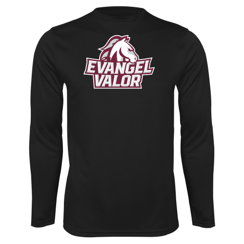 Black Performance Long Sleeve Shirt - Evangel Valor Horse Lockup