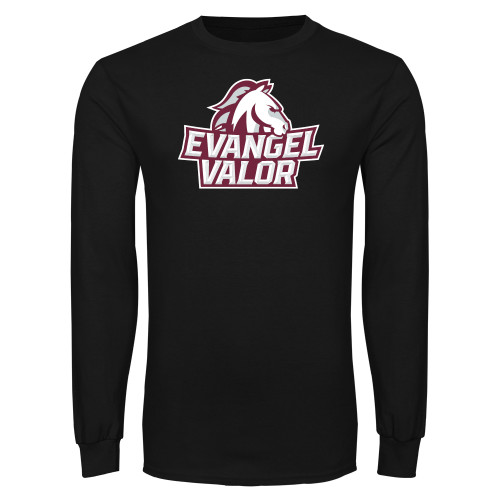  Black Long Sleeve T Shirt - Evangel Valor Horse Lockup