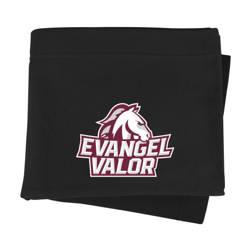  Black Sweatshirt Blanket - Evangel Valor Horse Lockup