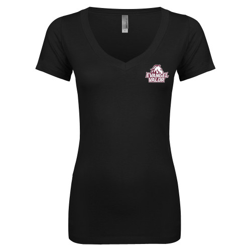 Next Level Womens Black Ideal V Tee - Evangel Valor Horse Lockup