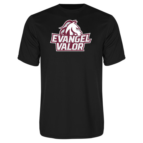 Black Performance Tee - Evangel Valor Horse Lockup
