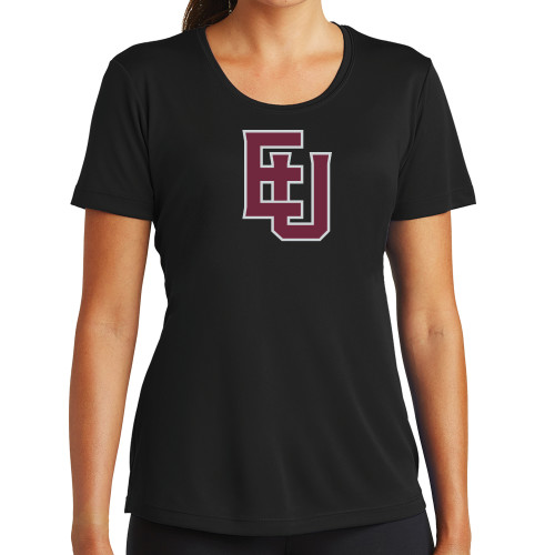  Womens Black Performance Tee - EU Lockup