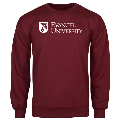  Maroon Fleece Crew - Evangel University with Shield