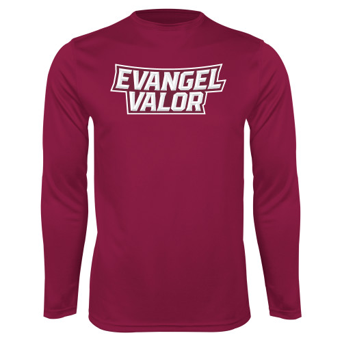  Maroon Performance Long Sleeve Shirt - Evangel Valor Arch