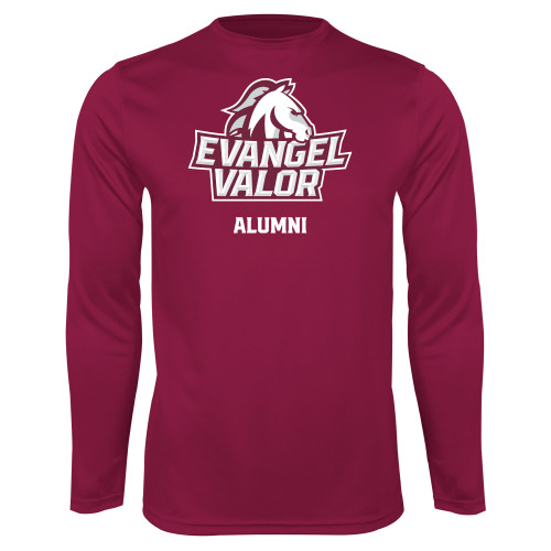  Maroon Performance Long Sleeve Shirt - Evangel Valor Alumni