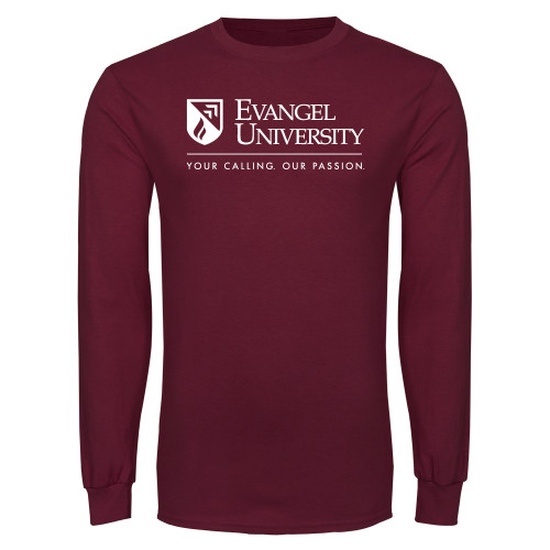  Maroon Long Sleeve T-Shirt - Evangel University with Tagline