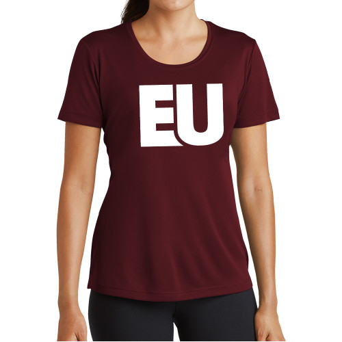  Womens Maroon Performance Short Sleeve Tee - EU