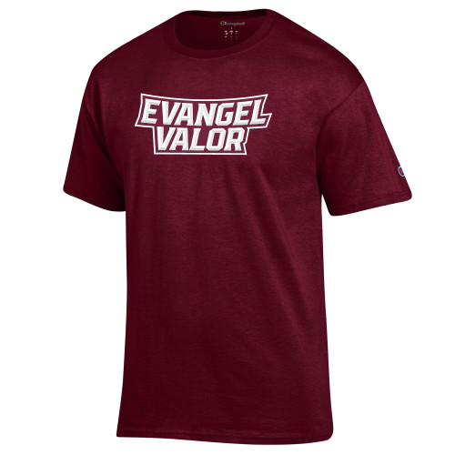  Champion Maroon T Shirt - Evangel Valor Arch