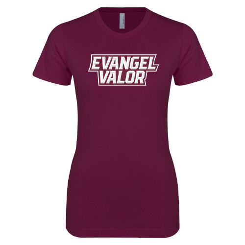  Next Level Womens Maroon Boyfriend Tee - Evangel Valor