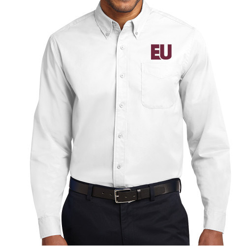  White Twill Button Down Long Sleeve - EU EMB
