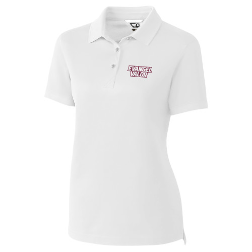  C&B Womens White Advantage Polo - Evangel Valor EMB