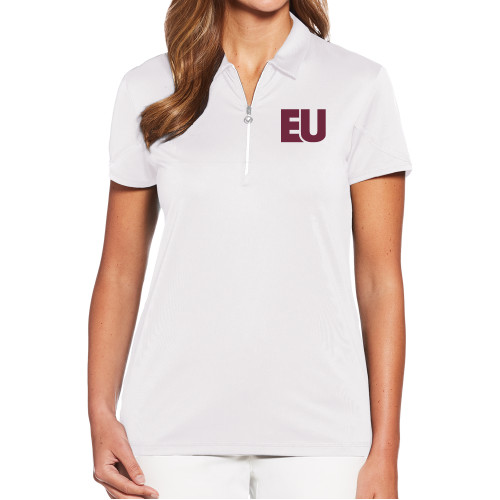  Callaway Womens White Tulip Sleeve Zip Polo - EU EMB