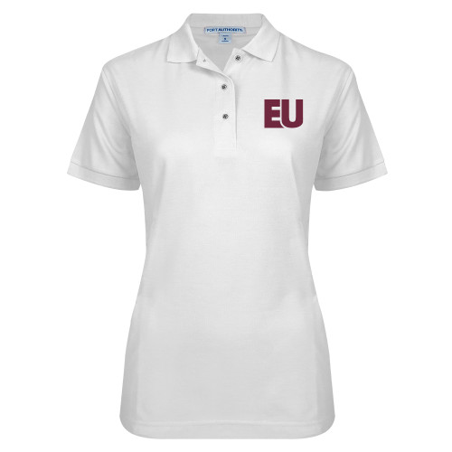  Womens Silk Touch White Pique Polo - EU EMB
