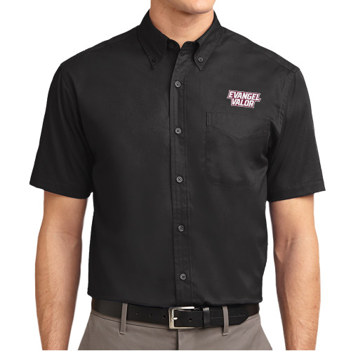  Black Twill Button Down Short Sleeve - Evangel Valor EMB