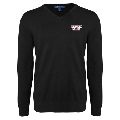  Black VNeck Sweater - Evangel Valor EMB