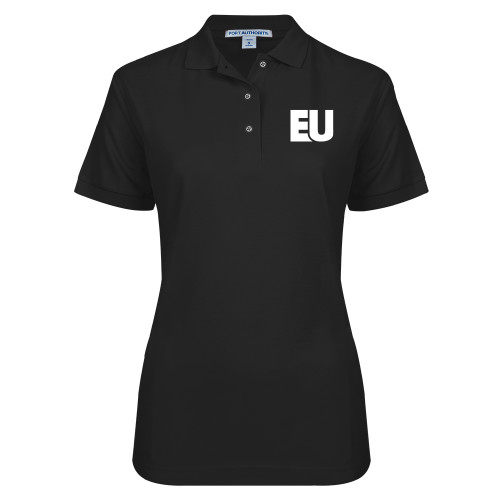  Womens Silk Touch Black Pique Polo - EU EMB