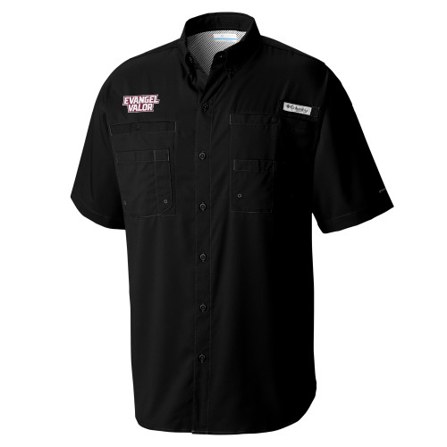  Columbia Black Tamiami Performance Short Sleeve Shirt - Evangel Valor EMB