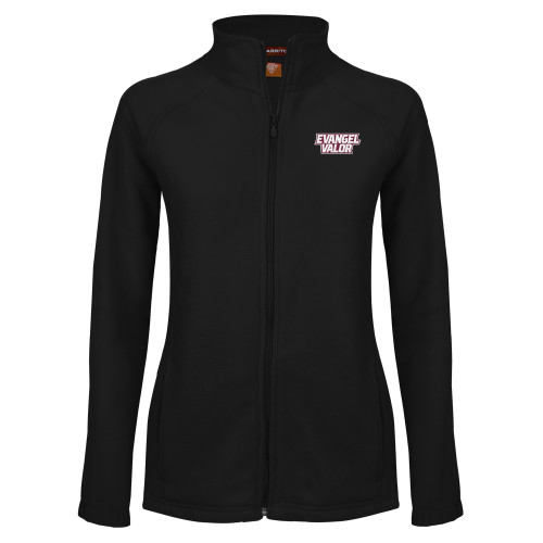  Womens Black Fleece Full Zip Jacket - Evangel Valor EMB