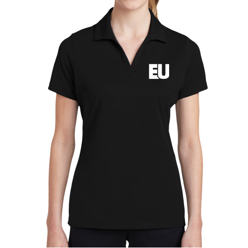  Womens Black Dry Mesh Polo - EU EMB