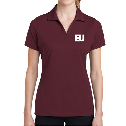  Womens Maroon Dry Mesh Polo - EU EMB