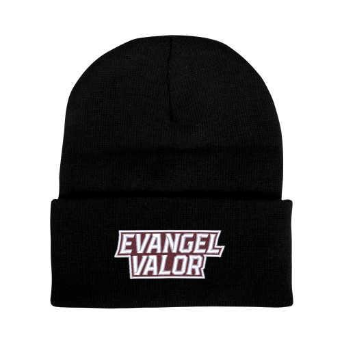  Black Knit Beanie w/Cuff - Evangel Valor EMB