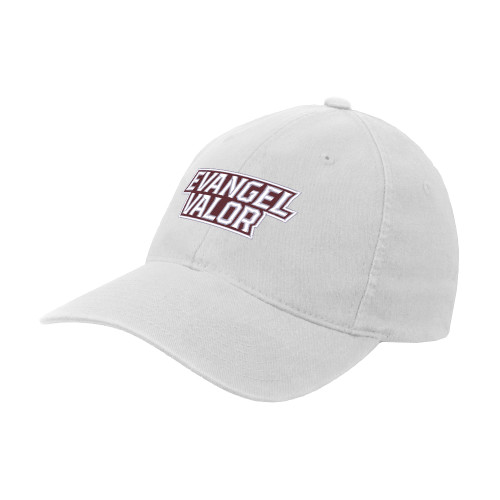  White Flexfit Structured Low Profile Hat - Evangel Valor EMB