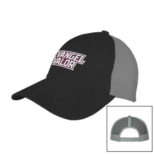  Black/Charcoal Mesh Back Unstructured Low Profile Hat - Evangel Valor EMB