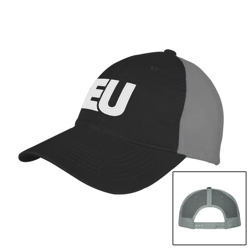  Black/Charcoal Mesh Back Unstructured Low Profile Hat - EU EMB