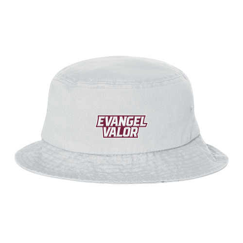  Sportsman White Bucket Hat - Evangel Valor EMB