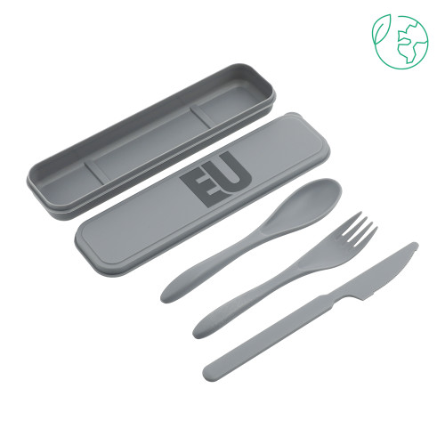  Bamboo Fiber Grey Cutlery Set - EU Engraved