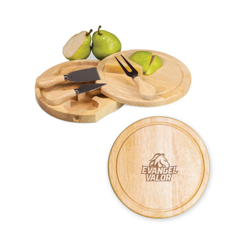  7.5 Inch Brie Circular Cutting Board Set - Evangel Valor Horse Lockup DARK Engraved