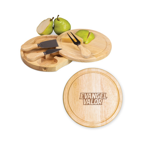  7.5 Inch Brie Circular Cutting Board Set - Evangel Valor DARK Engraved
