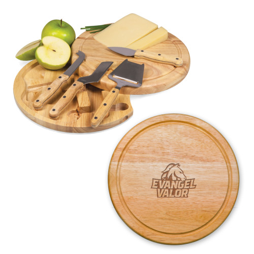  10.2 Inch Circo Cheese Board Set - Evangel Valor Horse Lockup DARK Engraved