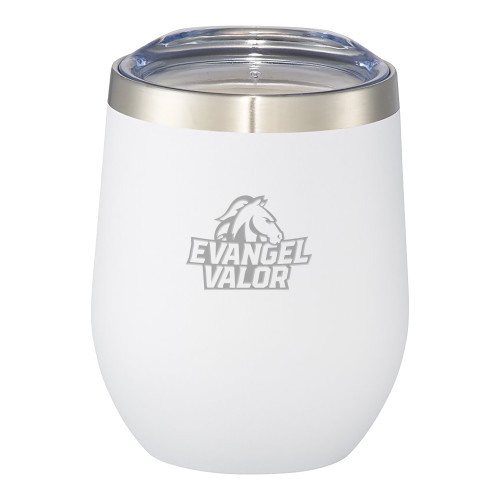  Corzo Vacuum Insulated White Cup 12oz - Evangel Valor Horse Lockup DARK Engraved