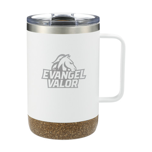  Valhalla Vacuum Insulated Camp White Mug 14oz - Evangel Valor Horse Lockup DARK Engraved
