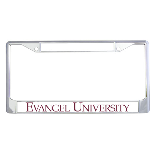  Metal License Plate Frame in Chrome - Evangel University Flat