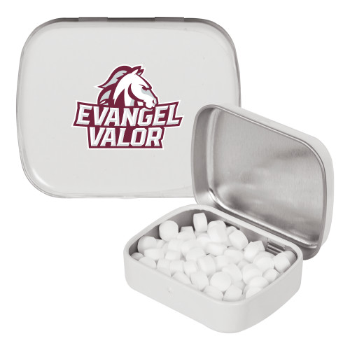  White Rectangular Peppermint Tin - Evangel Valor Horse Lockup