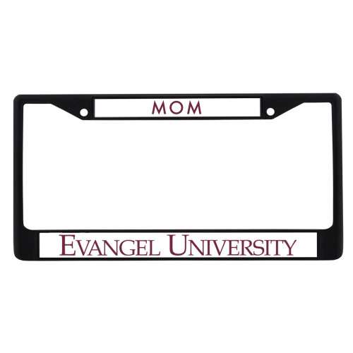  Mom Metal License Plate Frame in Black - Evangel University Flat