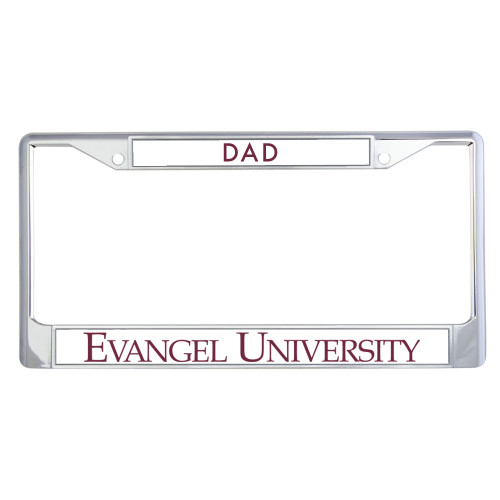  Dad Metal License Plate Frame in Chrome - Evangel University Flat