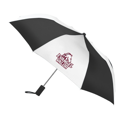  42 Inch Slim Stick Black/White Umbrella - Evangel Valor Horse Lockup