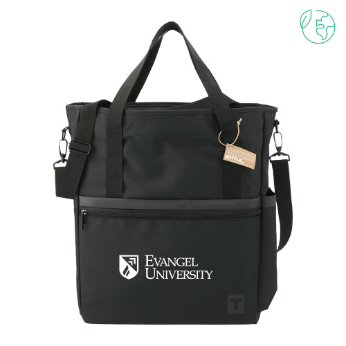  Tranzip Black Recycled Computer Tote - Evangel University With Shield EMB