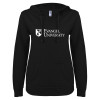 Thumbnail image for  ENZA Womens Black V Notch Raw Edge Fleece Hoodie