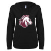 Thumbnail image for  ENZA Womens Black V Notch Raw Edge Fleece Hoodie