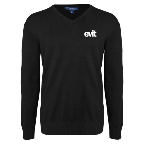  Black VNeck Sweater - EVIT Logo