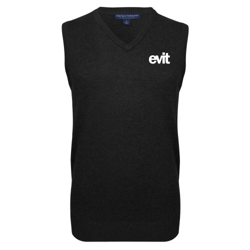 Black VNeck Sweater Vest - EVIT Logo