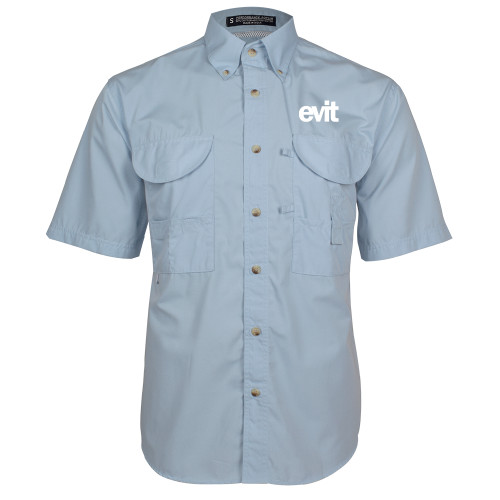  Light Blue Fishing Shirt Performance Short Sleeve  - EVIT Logo
